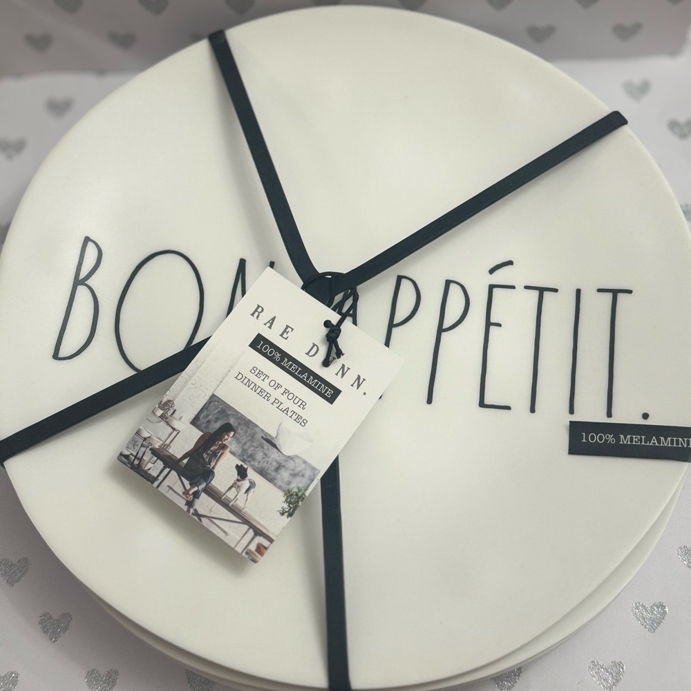Rae Dunn BON APPETIT Melamine Plates Set of 4